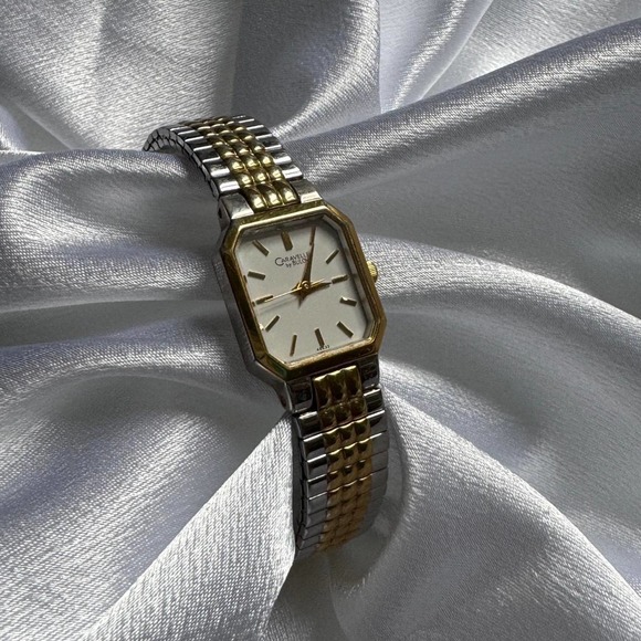Vintage Caravelle by Bulova ladies two tone classic dainty tank watch - Picture 1 of 8
